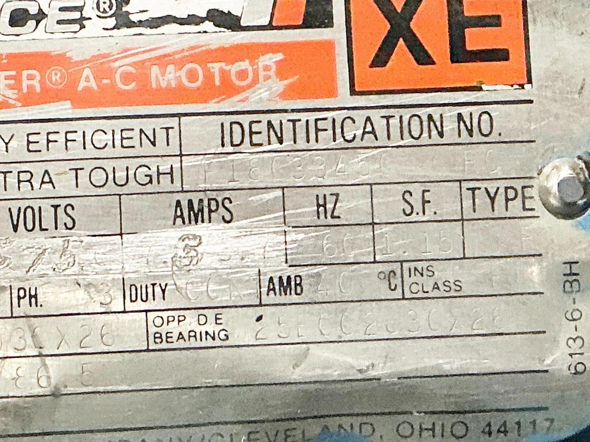 Used Reliance P18C3345C RC Electric Motor 3HP 575V 3520RPM 7.3A 182T
