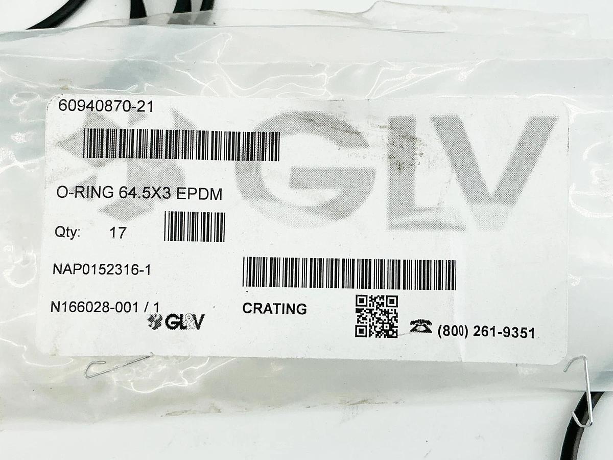 New Lot of 17 GL&V NAP0152316-1 O-Ring 64.5X3 EPDM