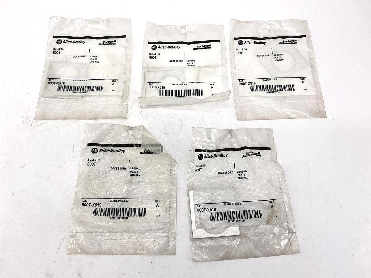 Lot of 5 New Allen Bradley 800T-X519 Ser A Legend Plate Jog-Reverse Accessory
