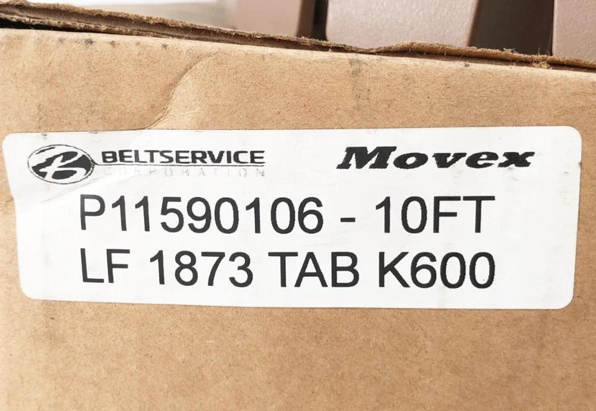 New Movex LF 1873 TAB K600 Flat Top Chain P11590106 6" x 10 FT.