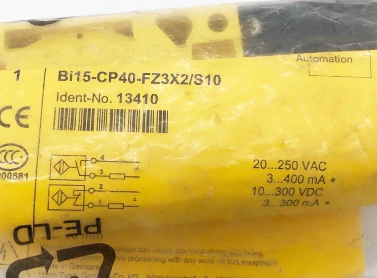 New Turck Bi15-CP40-FZ3X2/S10 Proximity Sensor 20-250VAC 13410 - No Box