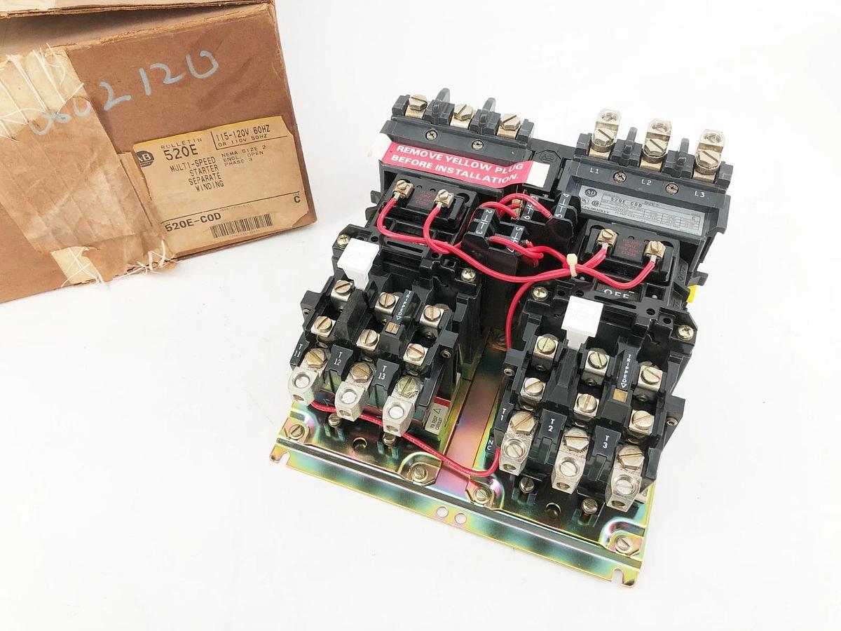 New Allen Bradley 520E-COD Ser. C Multi-Speed Starter Size 2 120V Coil 3PH