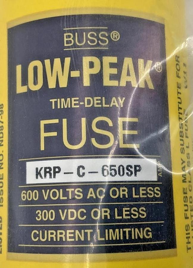 New Bussmann KRP-C-650SP Low-Peak Time-Delay Class L Fuse 650A 600V