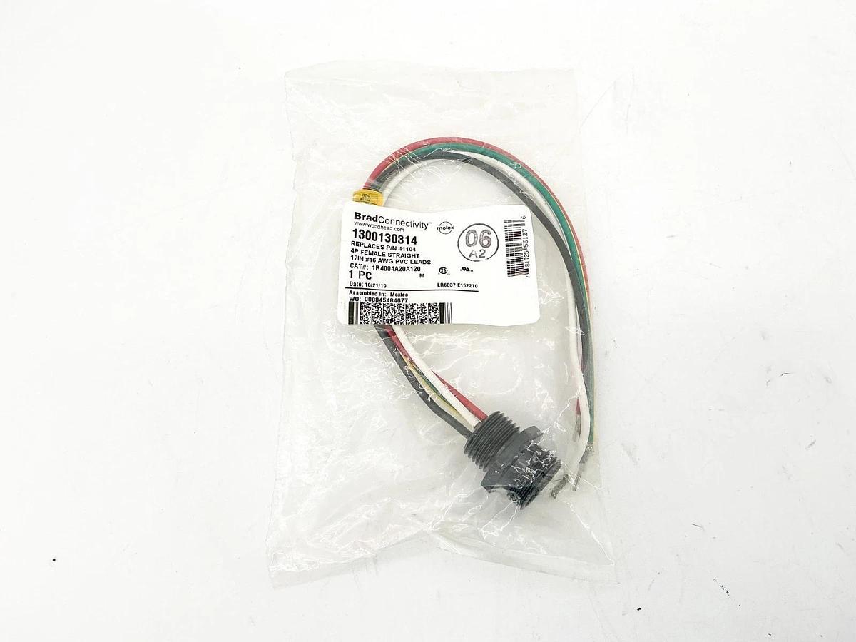 New Lot of 2 Brad Connectivity 1300130314 Cordset 4P 12" 1R4004A20A120 41104