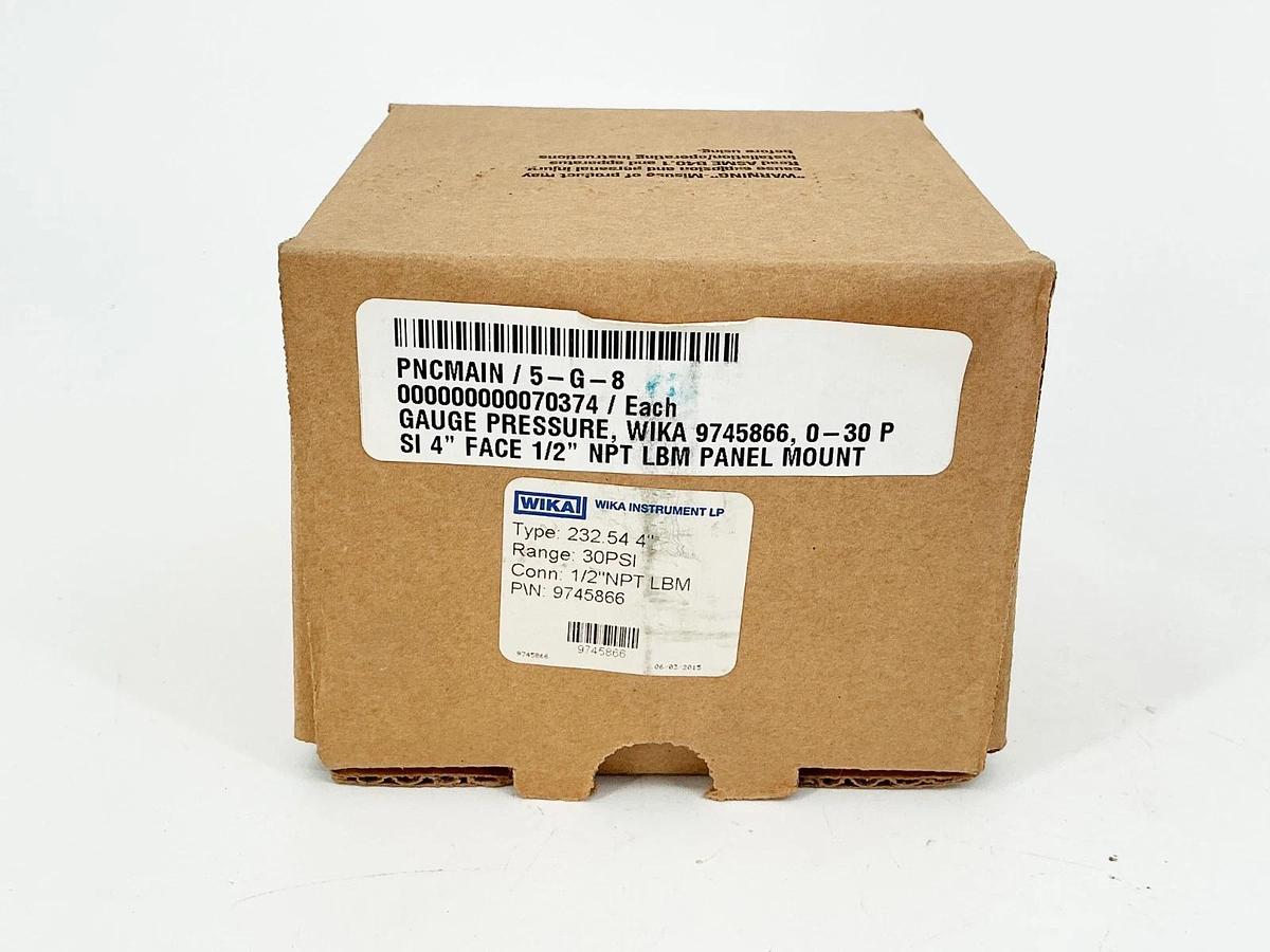 New Wika Type 232.54 4" 9745866 Pressure Gauge 4" Face 30PSI 1/2"NPT