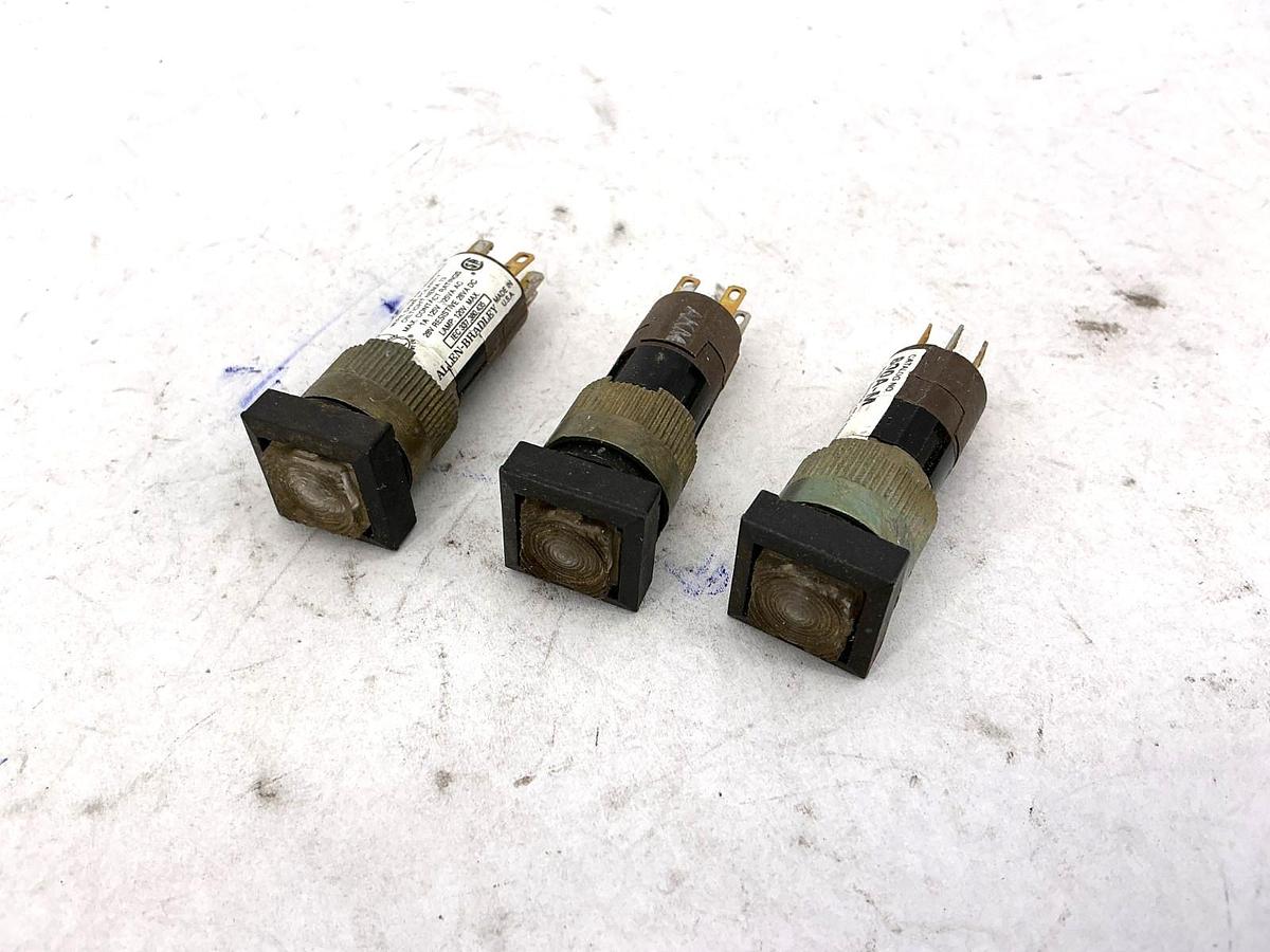 Used Lot of 3 Allen Bradley 800A-M Ser A Momentary Contact Pushbutton Square Clear