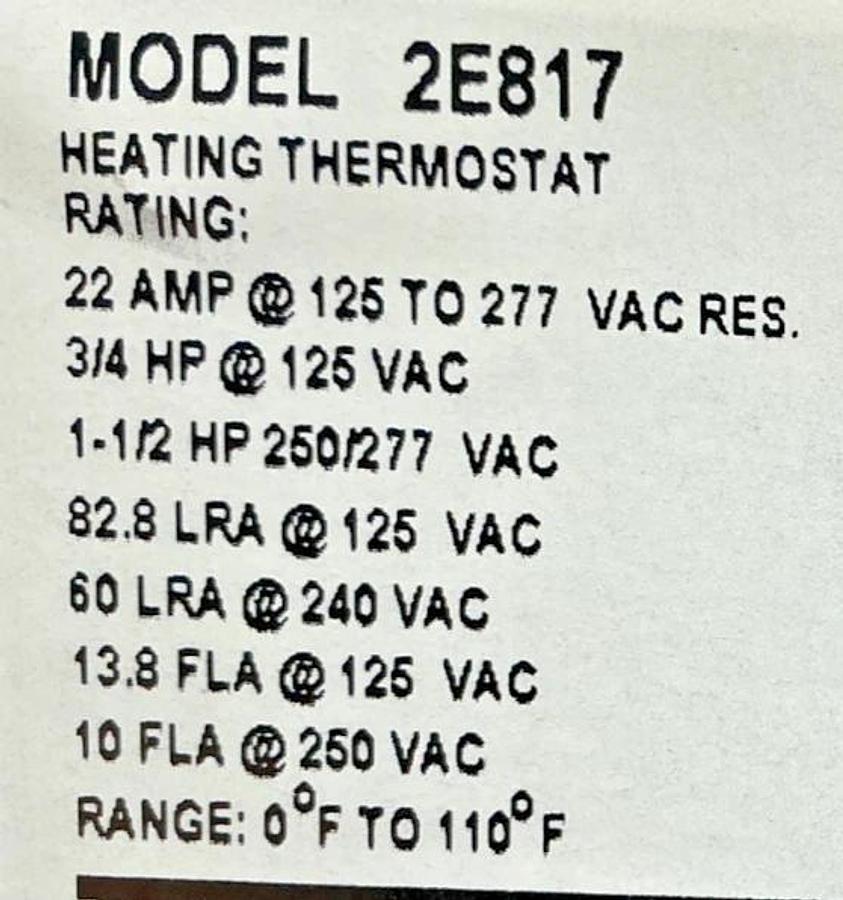New Dayton 2E817 Portable Heater Thermostat -10°F to 100°F 2E817C