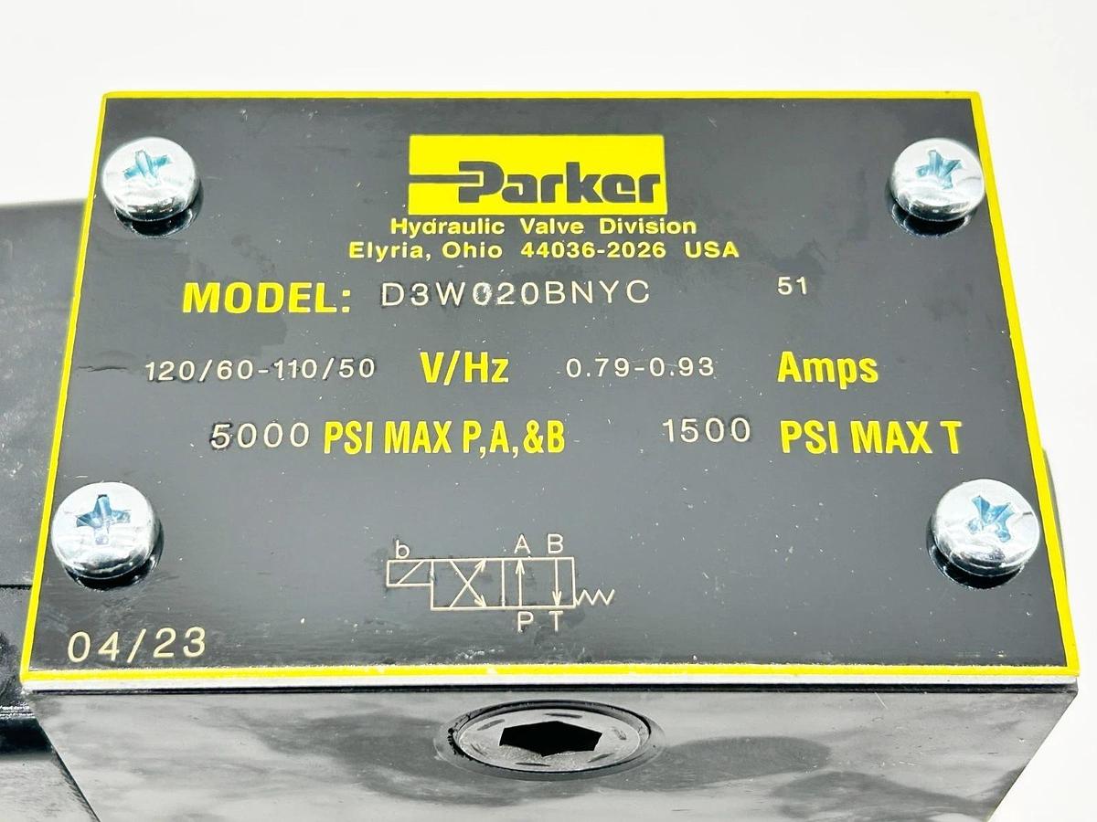 New Parker D3W020BNYC-51 Directional Control Valve 4500PSI 120V 32GPM