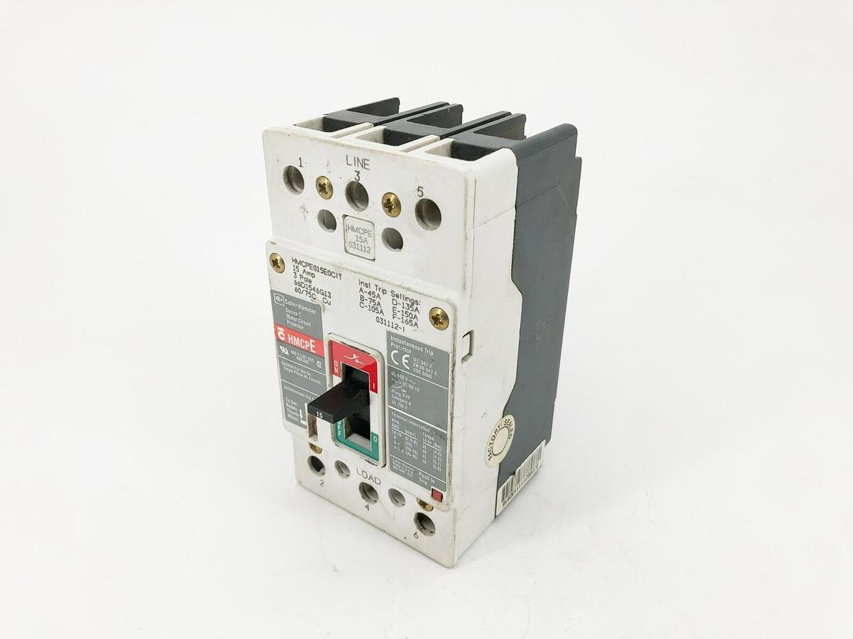 Used Cutler Hammer HMCPE015E0CIT Motor Circuit Protector Breaker 3P 480V 15A