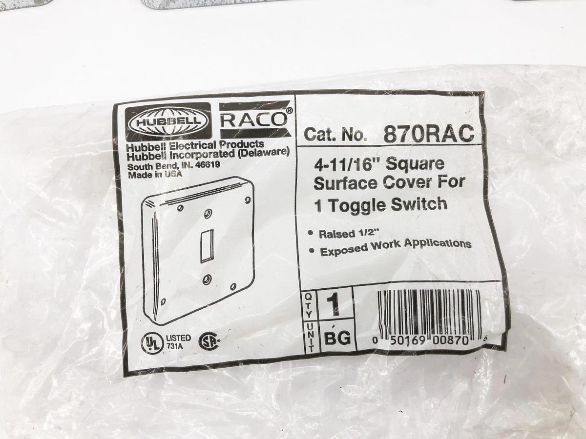 Lot of 3 New Hubbell 870RAC Square Covers 1 Toggle 4-11/16" - No Box