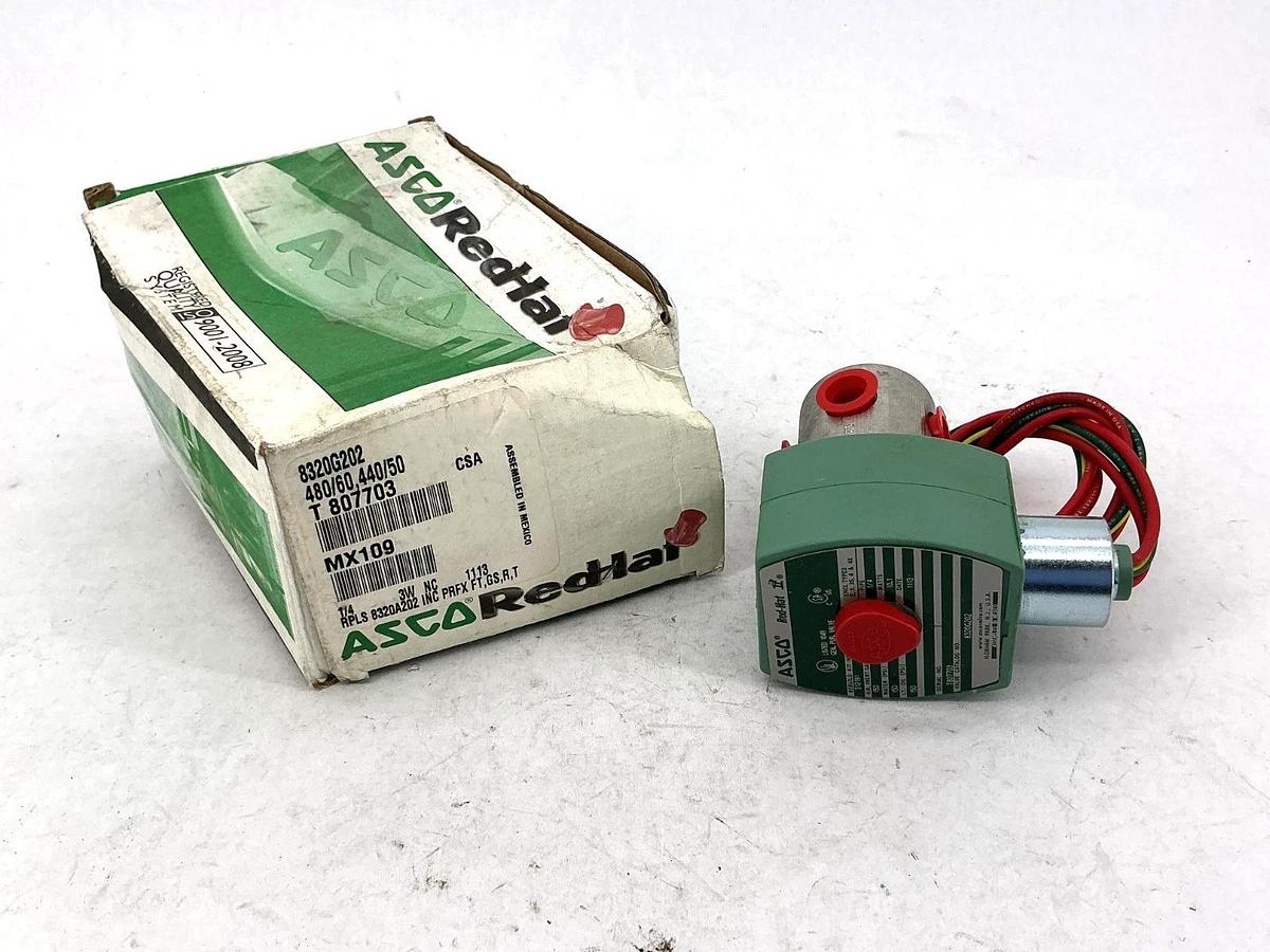 New ASCO 8320G202 Solenoid Valve 440-480V 50/60HZ 1/4" Pipe 10.1W W/O Bracket