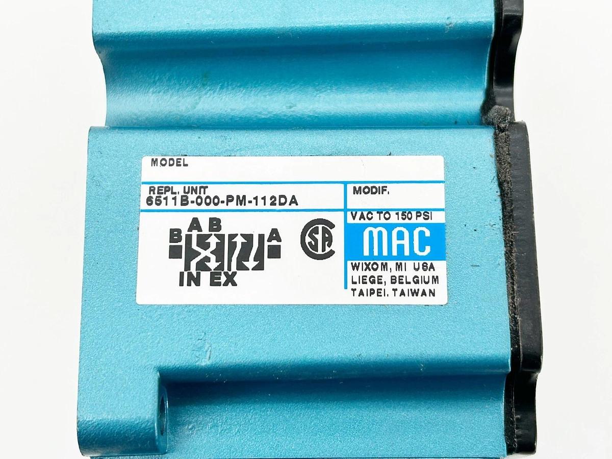 New MAC Valves 6511B-000-PM-112DA Solenoid Valve 6500 Series 120Vac 50/60Hz