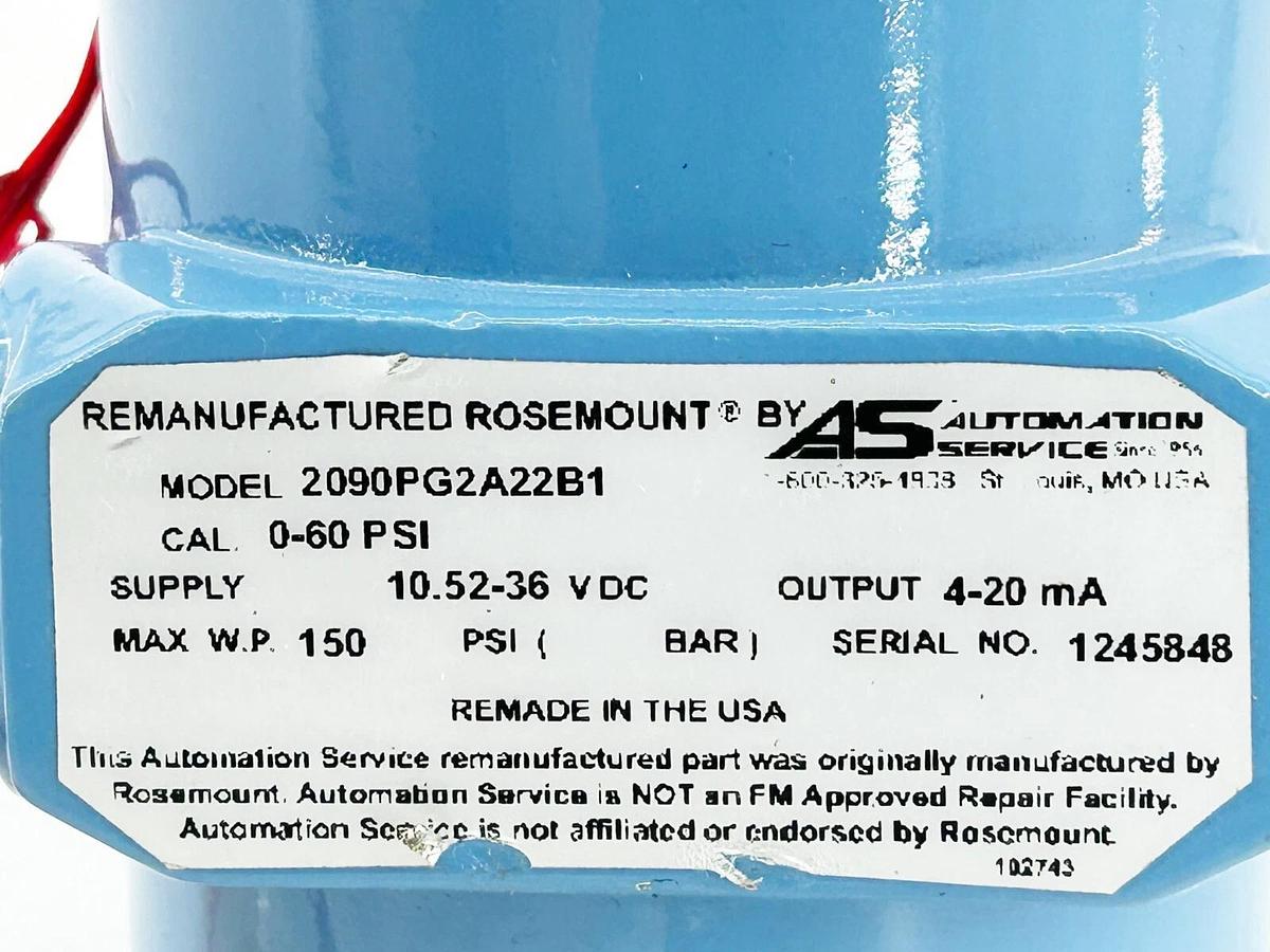 Refurbished Rosemount 2090-PG2A22B1 Pressure Transmitter 0-150PSI 36V 4-20MA
