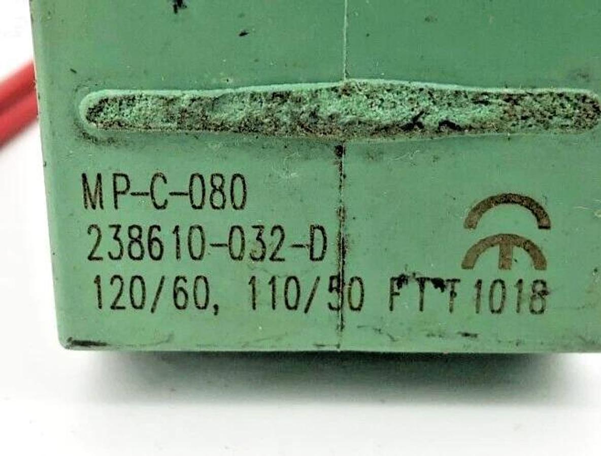 Used Lot of 2 Asco 238610-032-D Solenoid Valve Coils 120/60 110/50 MP-C-080