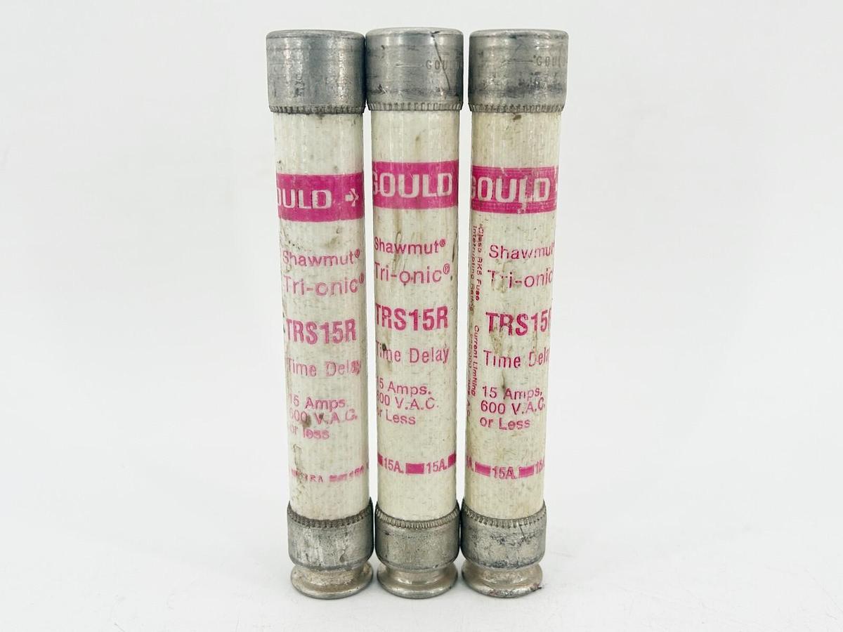 Used Lot of 3 Shawmut TRS15R Current Limiting Time Delay Fuse 15A 600V Ckass RK5