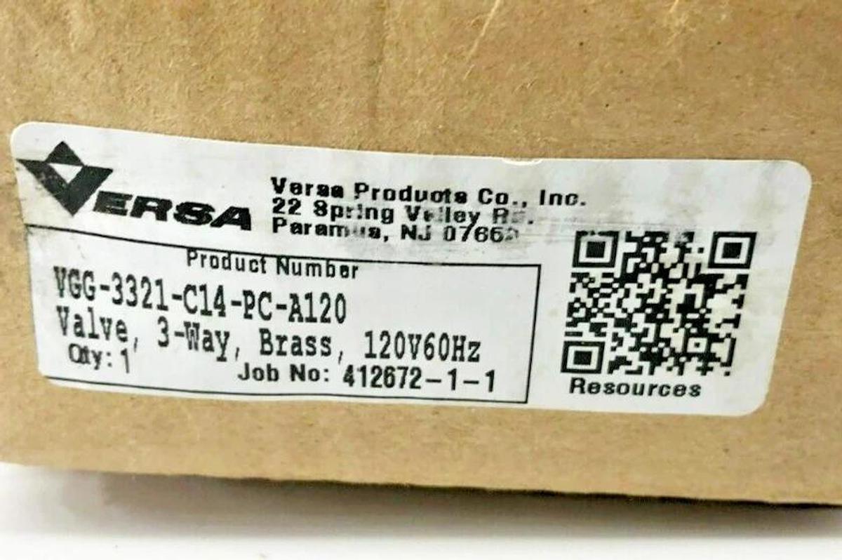 New Versa VGG-3321-C14-PC-A120 Air Valve 3-Way 2-Position Brass 120V 60Hz