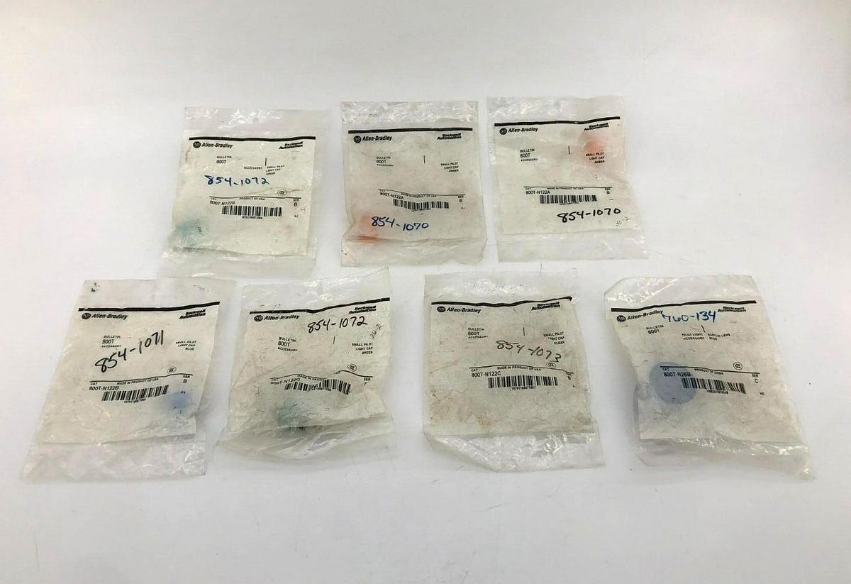 Lot of 7 New Misc. Allen Bradley Pilot Light Caps 800T-N122 800T-N126