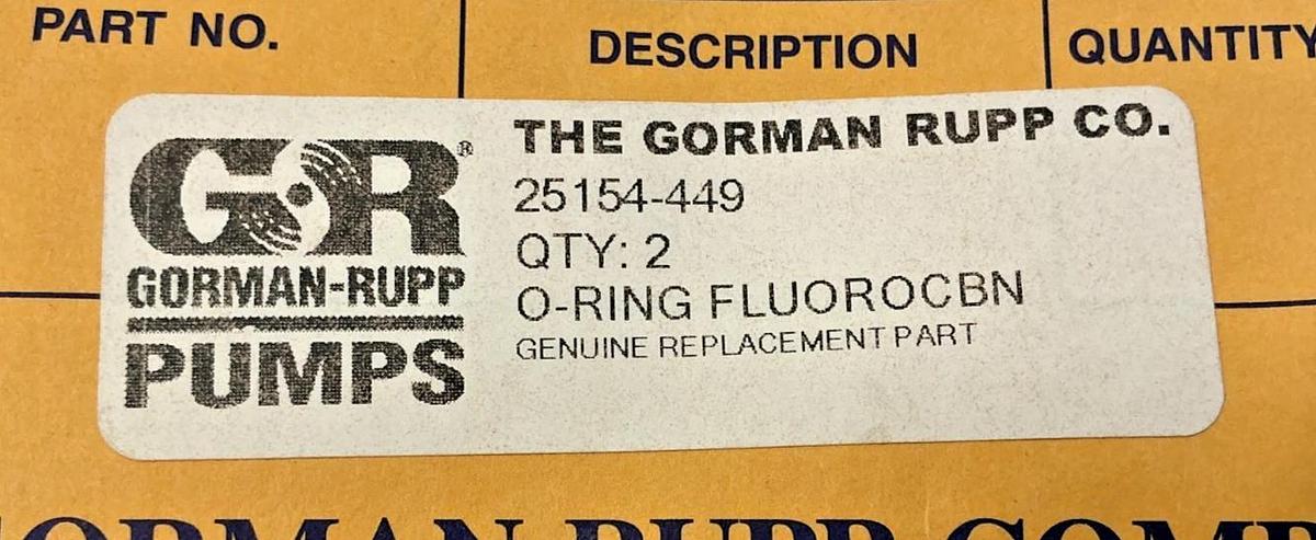 Bag of 2 New Gorman-Rupp Pumps 25154-449 O-Rings Fluorocarbon 25154449