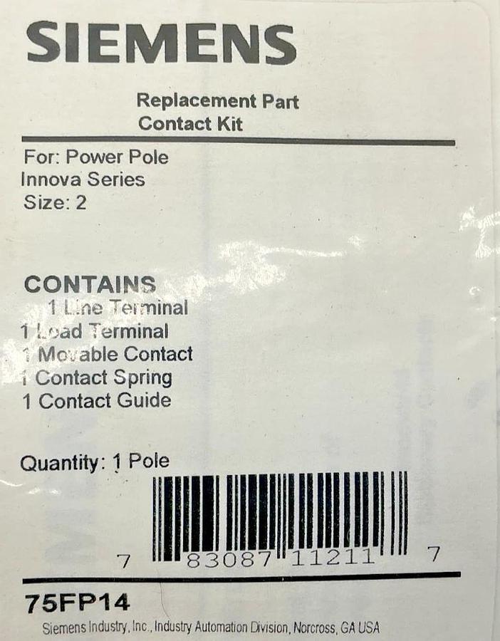 New Siemens 75FP14 Replacement Part Contact Kit Innova Series Power Pole Size 2