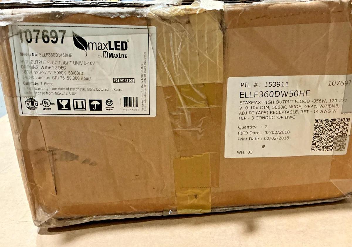 New MaxLite MaxLED ELLF360DW50HE High Output Floodlight Dim Wide 22DEG 360W 277V