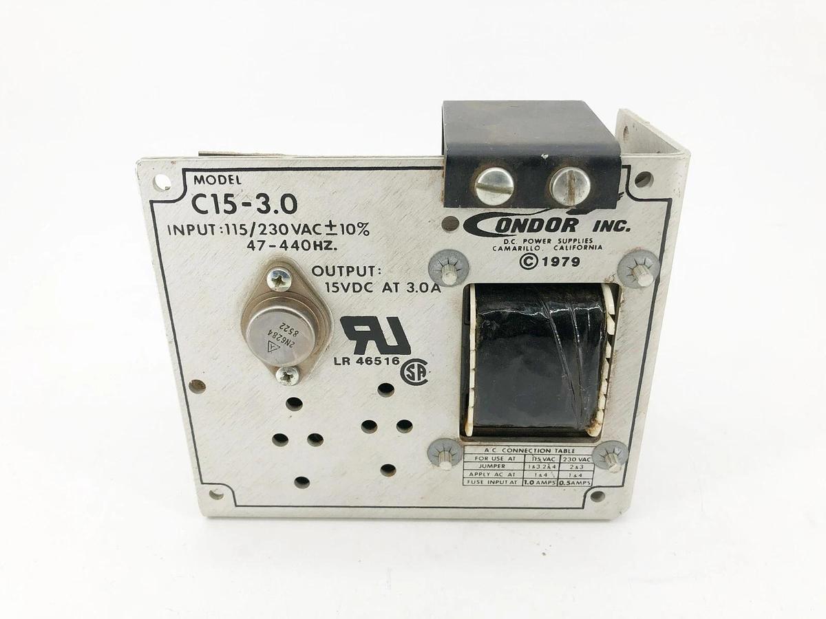 Used Condor C15-3.0 Power Supply 115/230VAC In 15VDC 3A Out