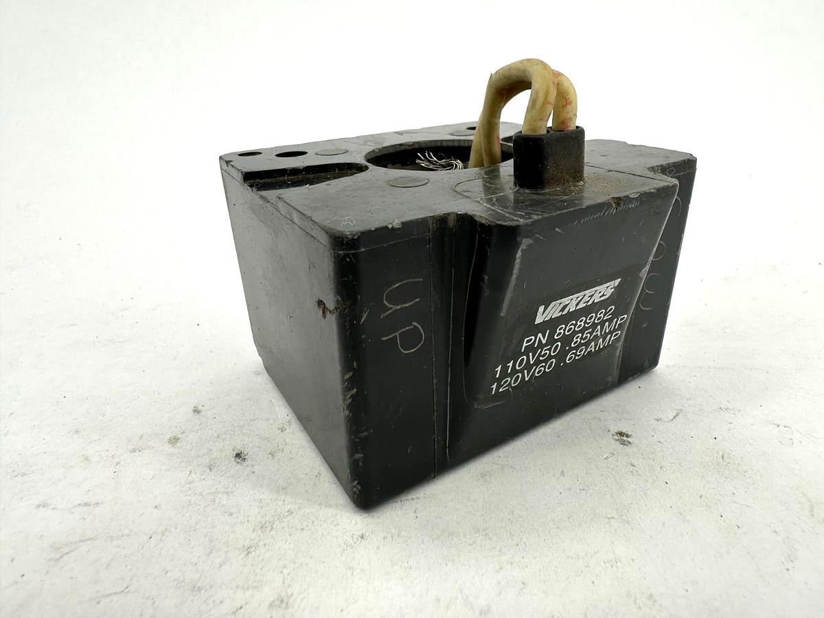 Used Vickers 868982 Valve Coil 110V/50HZ 0.85AMP 120V/60HZ 0.69AMP Black
