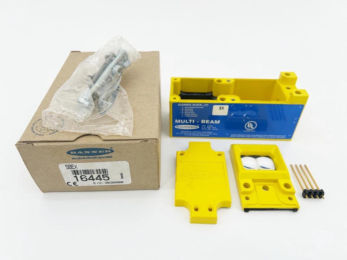 New Banner Engineering SBEX Photoelectric Scanner Block 200M Range 16445