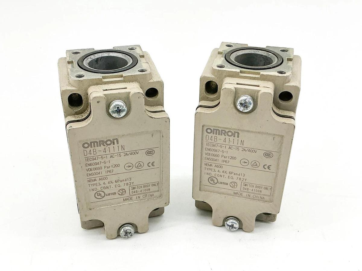 Used Lot of 2 Omron D4B-4100N Limit Switch Body 400V 2A