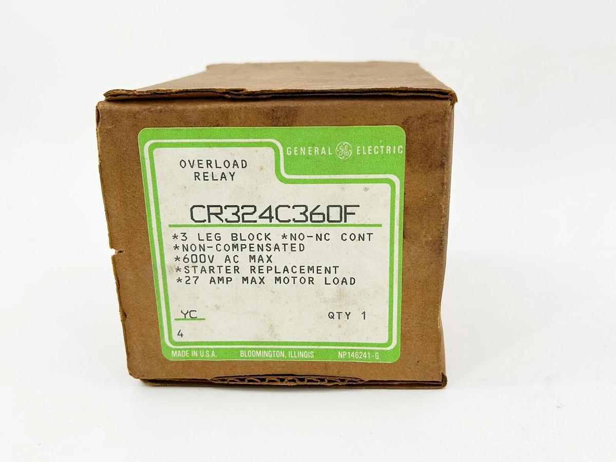 New General Electric CR324C360F Overload Relay NEMA Size 1 3 Leg Block