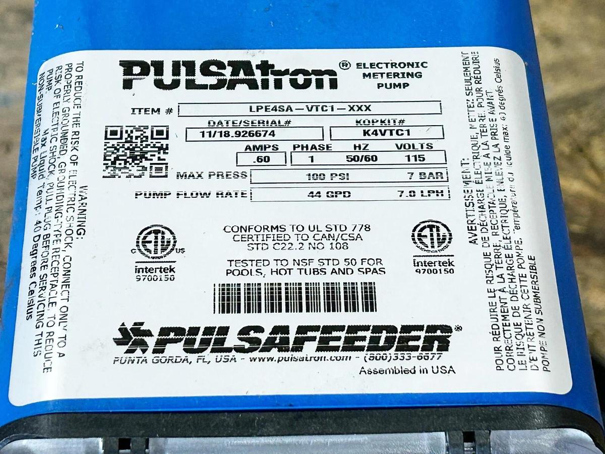 New Pulsafeeder LPE4SA-VTC1-XXX Metering Pump Motor 100PSI 44GPD 115V
