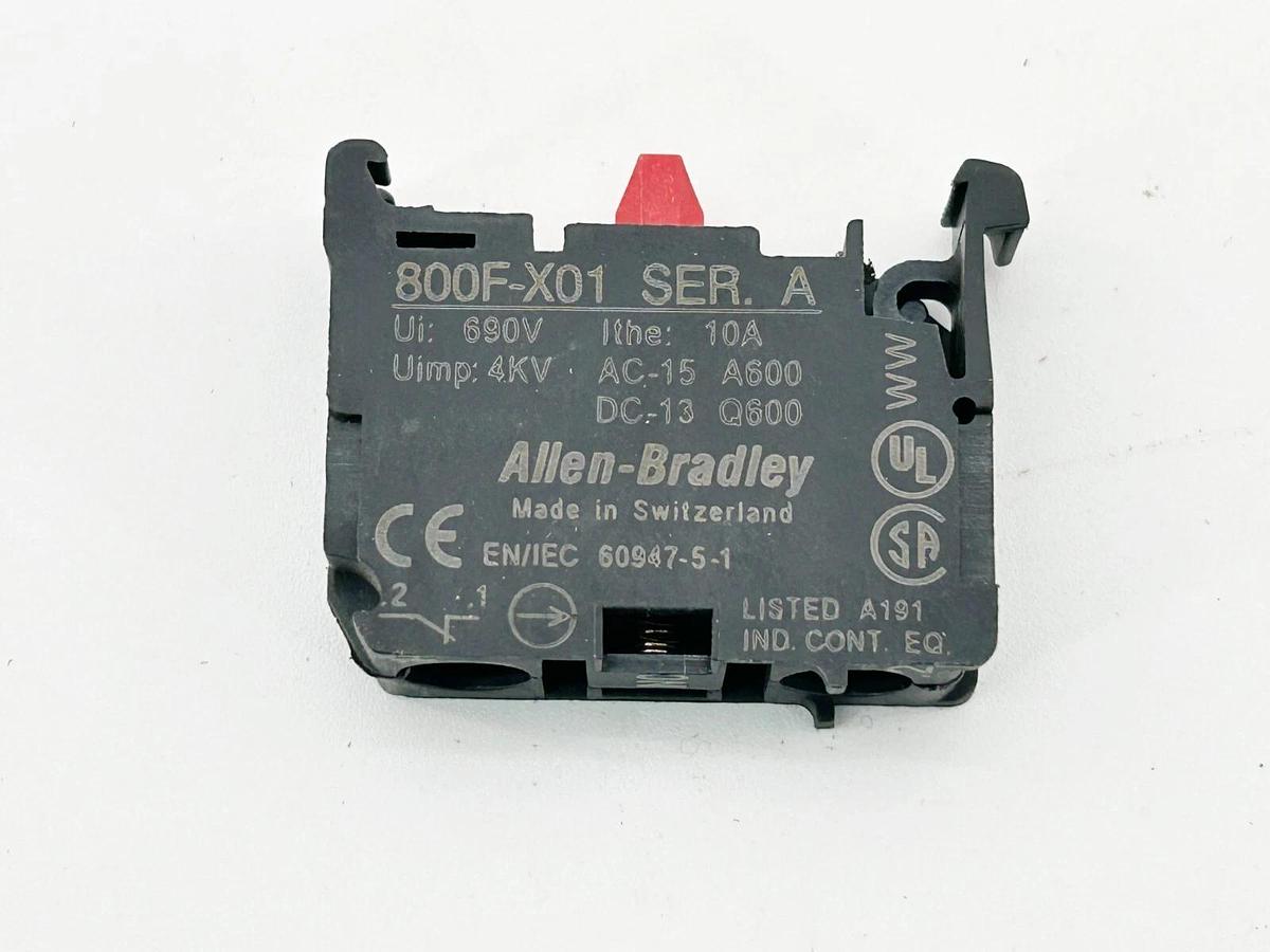 New Lot of 3 Allen Bradley 800F-X01 Contact Block 22.5MM 1N/C 10A 690VAC