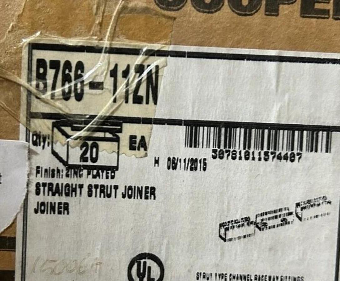 New Cooper B-Line B766-11ZN Straight Strut Joiner 3-1/4" X 1-5/8" Channel