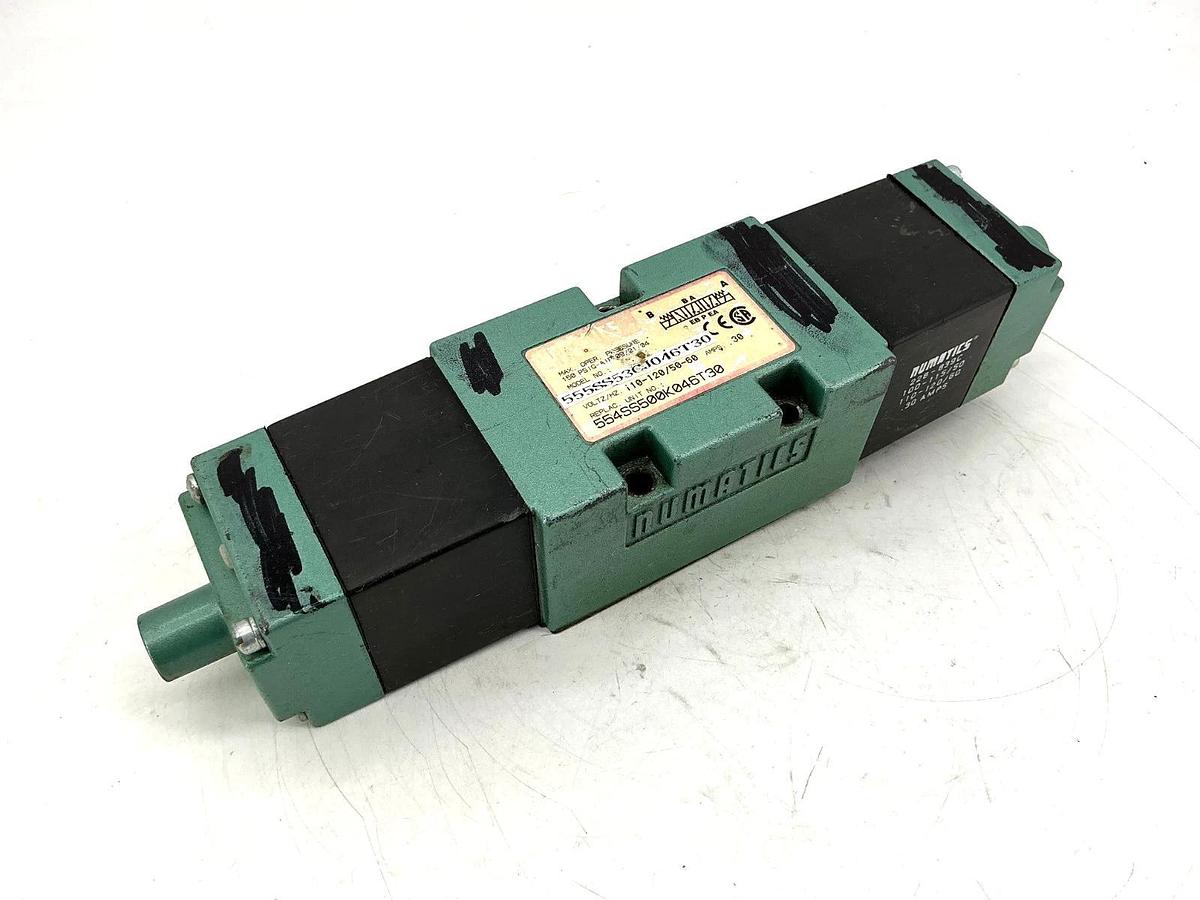 Used Numatics 555SS53CJ046T30 Solenoid Valve 150PSIG-Air 0.30A 110/120V 50/60HZ