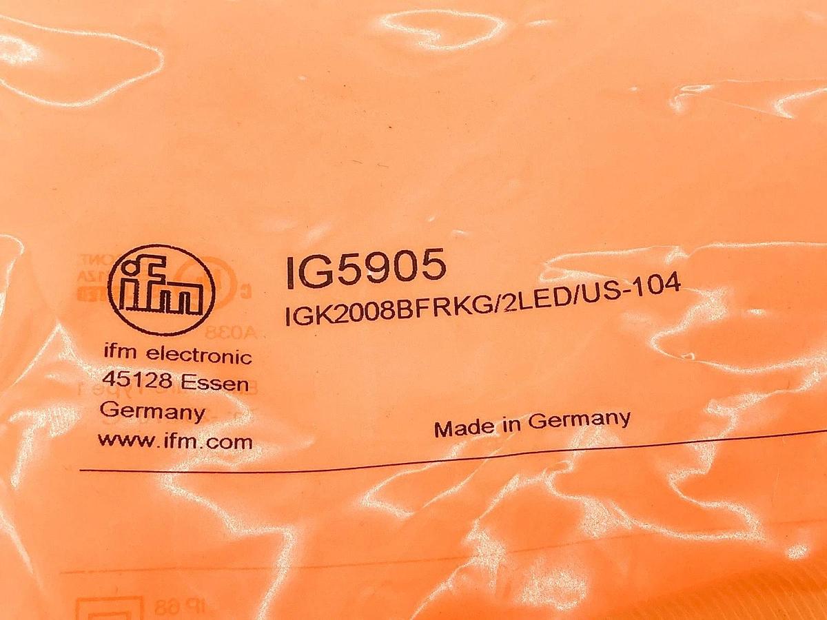 New IFM IG5905 Inductive Sensor 10-30VDC 100mA IGK2008BFRKG/2LED/US-104