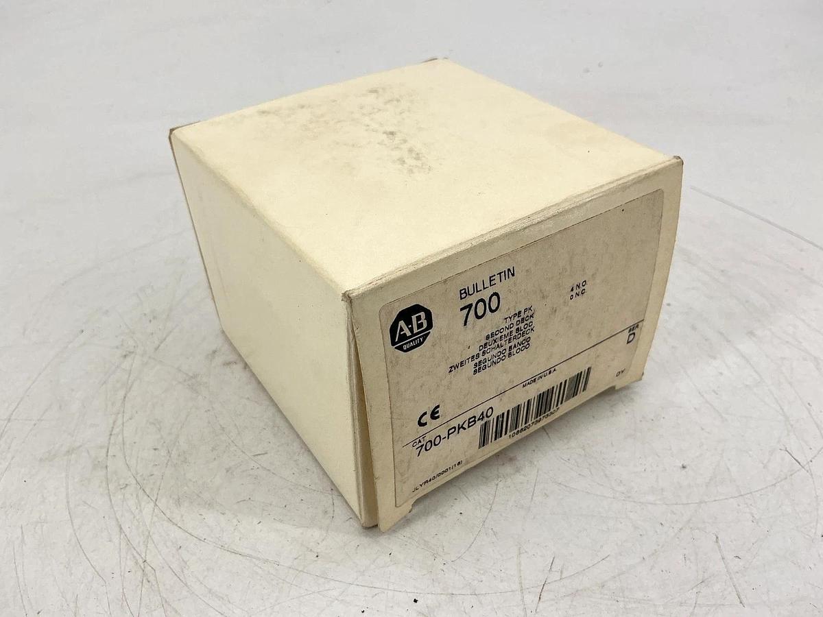 New Allen Bradley 700-PKB40 Ser D Type PK Second Deck 4NO 0NC 4P 20A 700PKB40