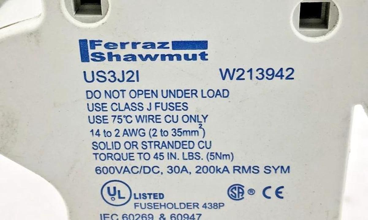 Used Lot of 4 Ferraz Shawmut US3J2I Fuse Holders 600VAC/DC 30A 2P Class J W213942