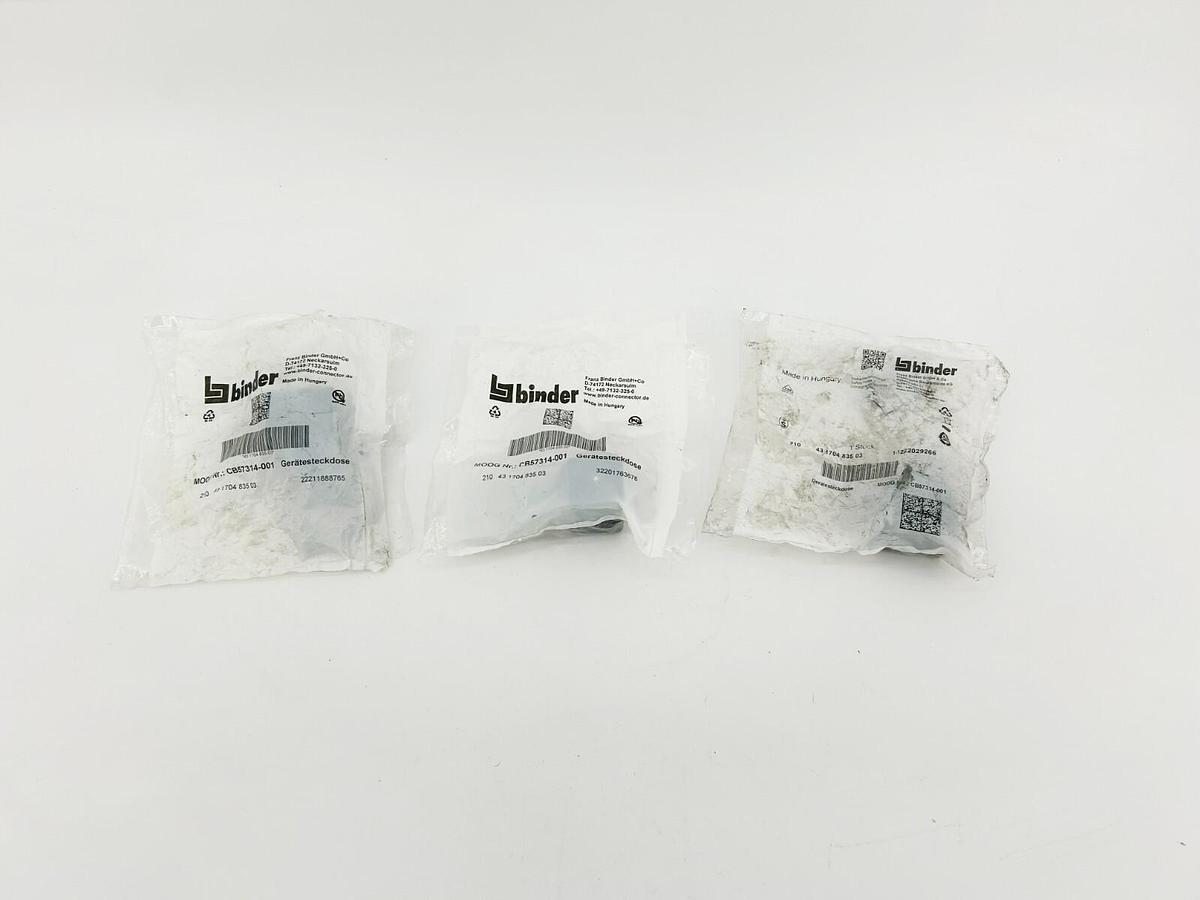 Lot of 3 New Binder CB57314-001 Solenoid Connector, 10A, 250VAC