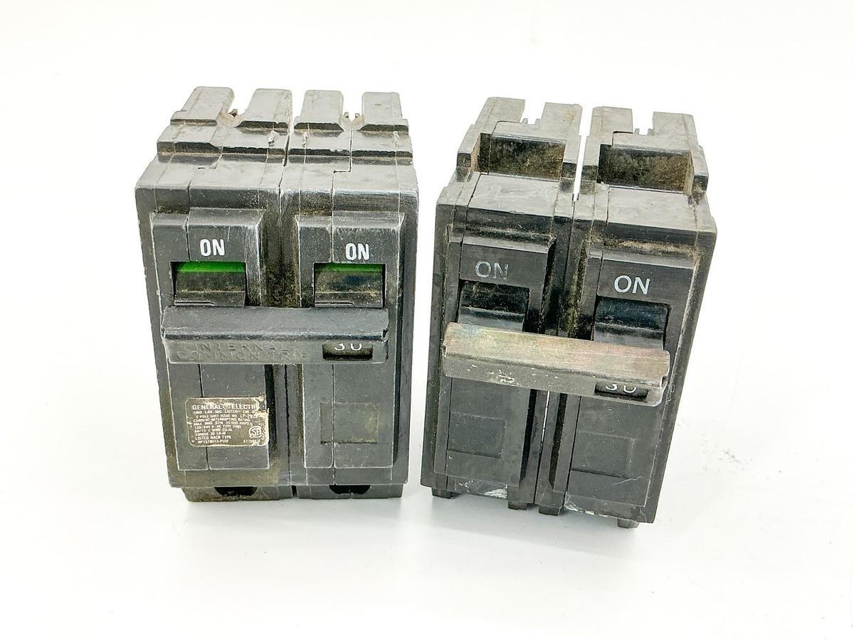 Used Lot of 2 General Electric THQL2130 Circuit Breaker 30A 240V 2P Type HACR