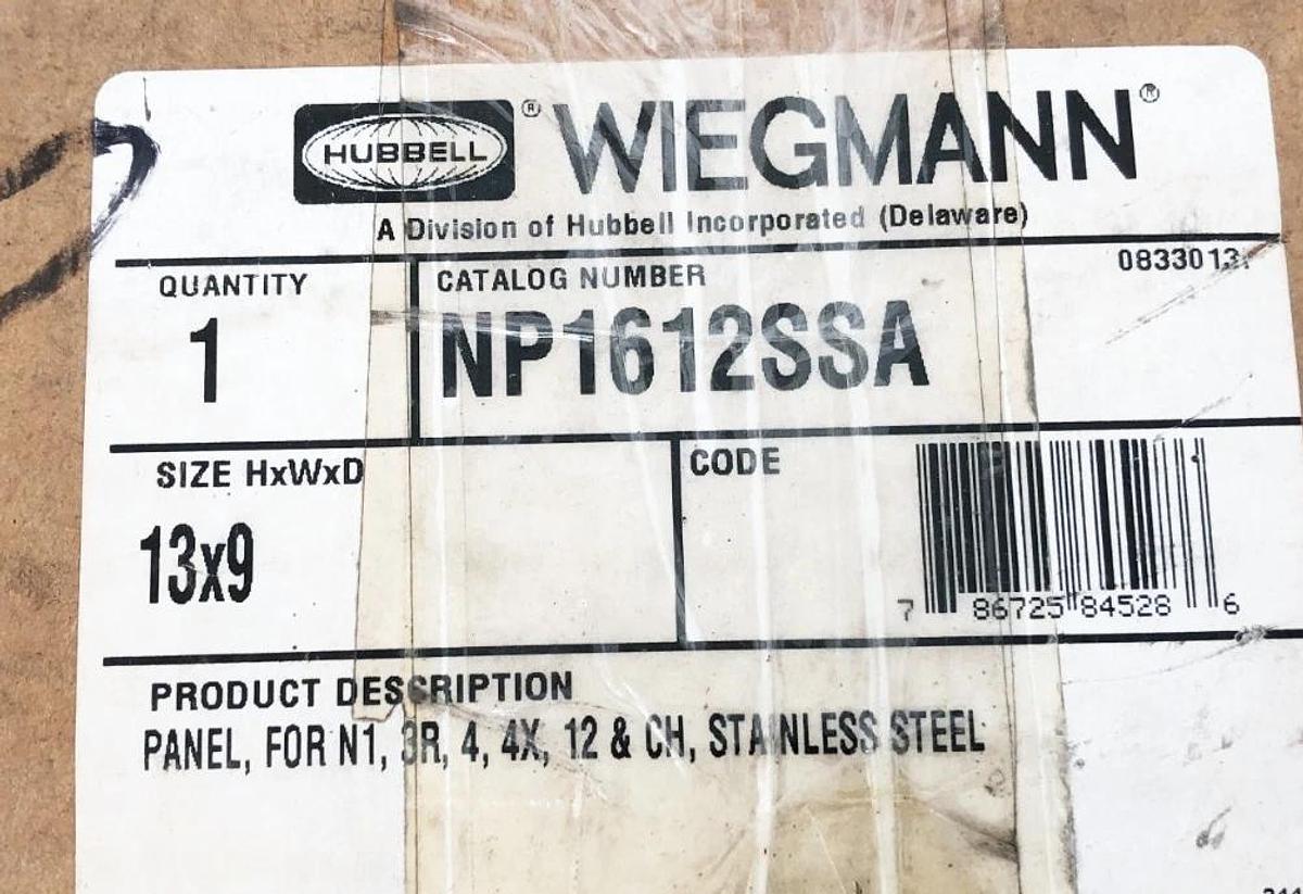New Hubbell Wiegmann NP1612SSA Panel 13x9 for N1 3R 4 4X 12 & CH Stainless