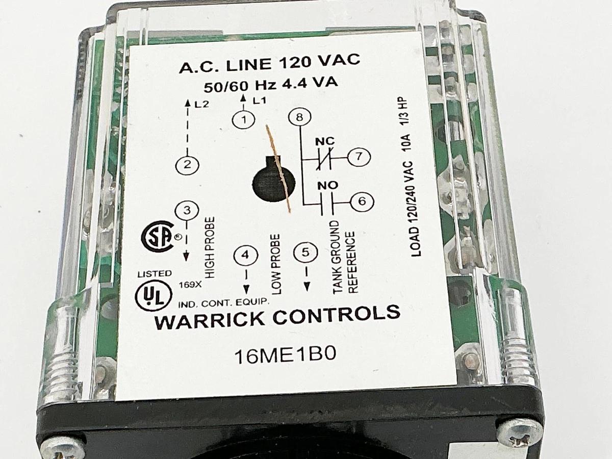 New Warrick Controls 16ME1B0 AC Line Relay 120V 50/60Hz 4.4VA 8 Pin