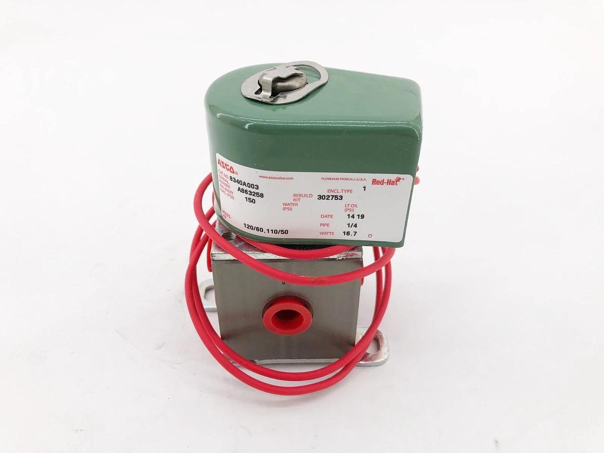New Asco 8340A003 110/120V Aluminum Body Solenoid Valve 1/4" NPT