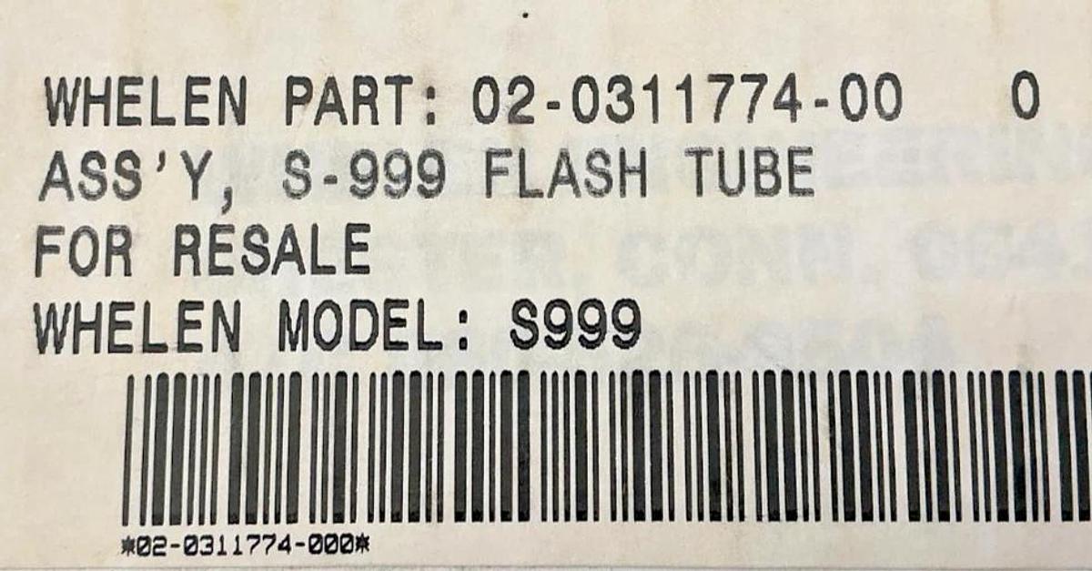 New Whelen S999 Strobe Beacon Flash Tube 8-Pin 02-0311774-00 S-999