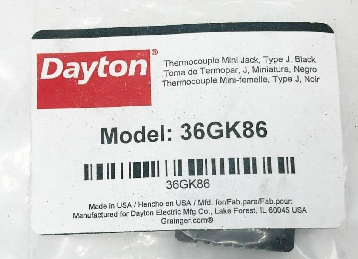 Lot of 4 New Dayton 36GK86 Thermocouple Mini Plugs Type J Black