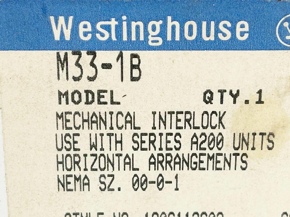 New Westinghouse M33-1B Michanical Interlock Nema Size 00-1