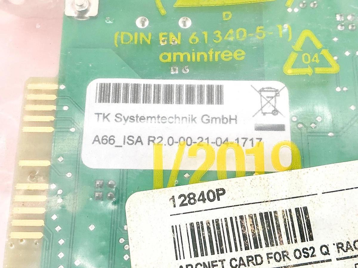 New TK Systemtechnik 12840P Arcnet Card For OS2 QTAC A66-ISA R2 0-00-21-04-1717