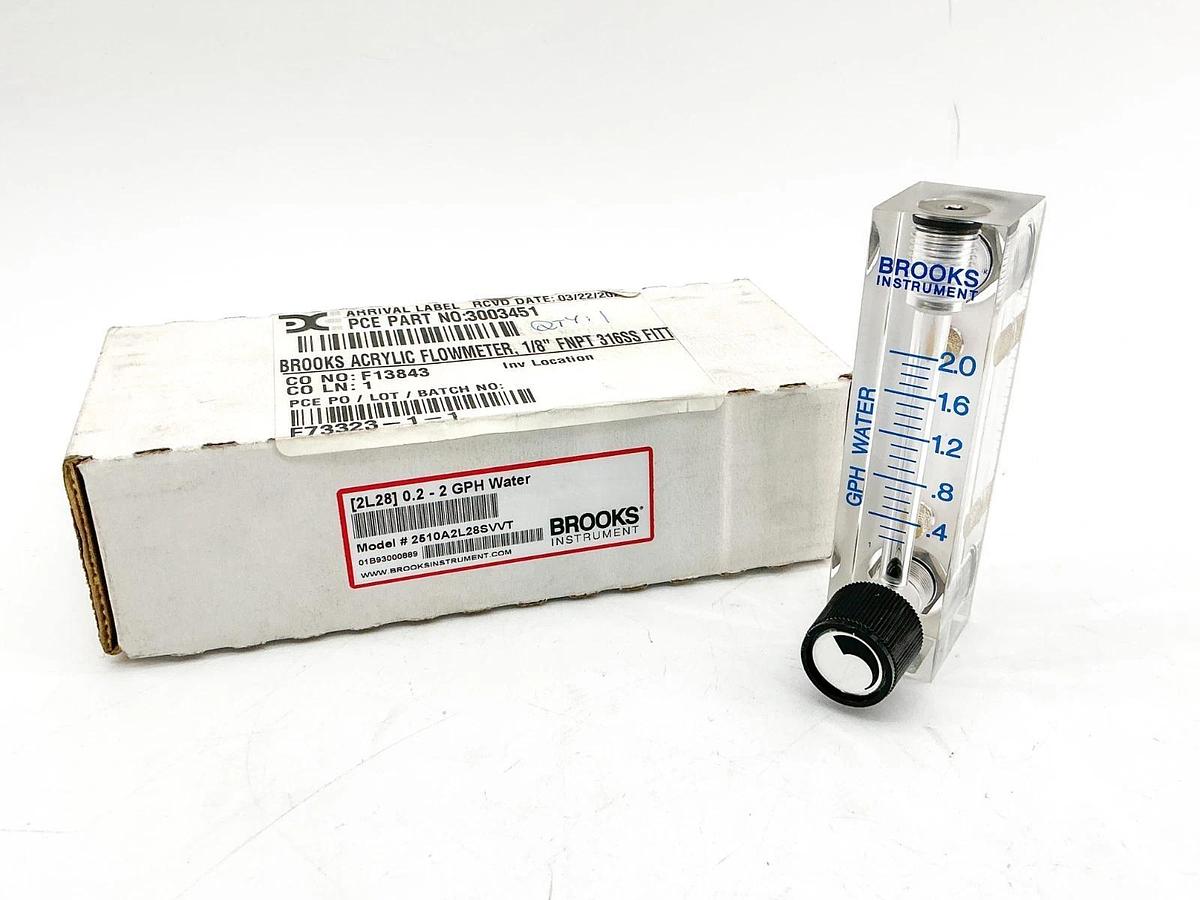 New Brooks Key Instruments 2510A2L28SVVT Flowmeter 0.2-2GPH Water 100PSIG 2L28