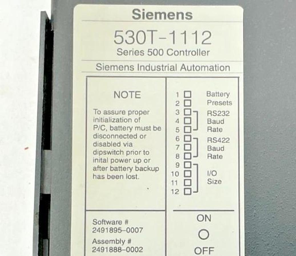 Used Siemens 530T-1112 Series 500 Controller w/ Key #T85 Included