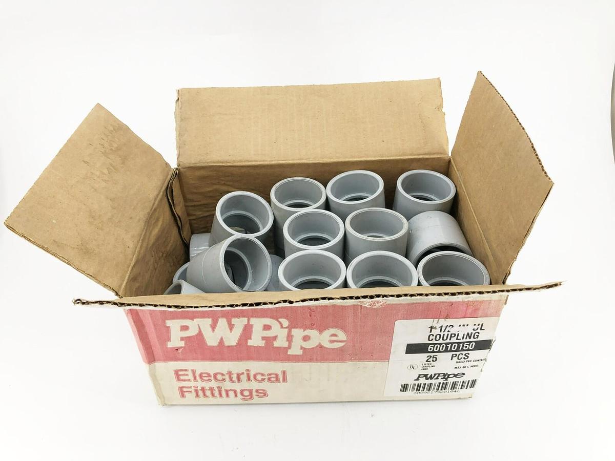 Box of 25 New PW Pipe 60010150 PVC Couplings 1-1/2" Scepter SEC-30-S