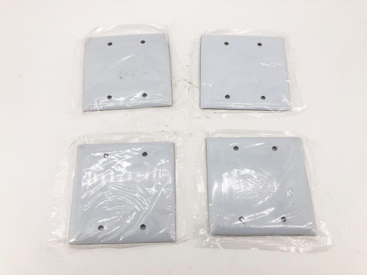 Lot of 4 New Hubbell SS23 Blank Plates Stainless Steel 2-Gang Type 302/304