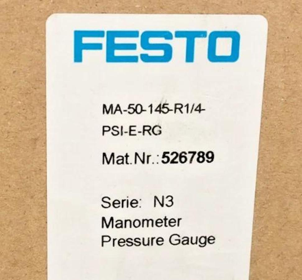 New Festo MA-50-145-R1/4-PSI-E-RG Pressure Gauge 0-150psi 526789